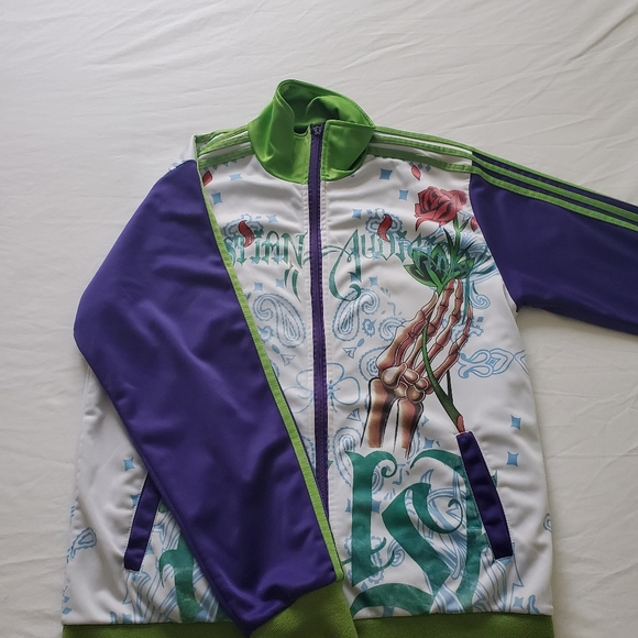 Ed hardy track coat stripped green white purple L - Picture 5 of 7